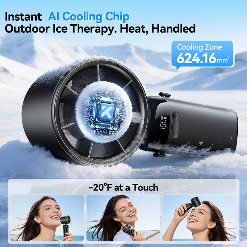 KIMMOO 4-in-1 Turbo Fan: Portable Handheld Cooling with 200 Speed Settings, 21,000 RPM, 12-Hour Battery Life, and 120° Rotation - Perfect for Travel and Office Use