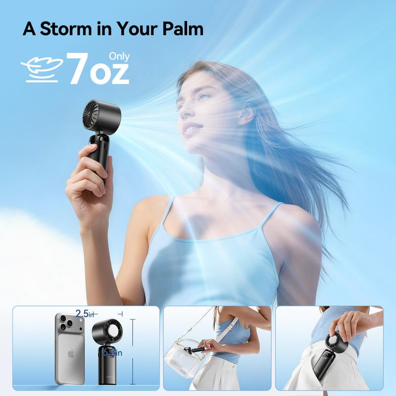 KIMMOO 4-in-1 Turbo Fan: Portable Handheld Cooling with 200 Speed Settings, 21,000 RPM, 12-Hour Battery Life, and 120° Rotation - Perfect for Travel and Office Use