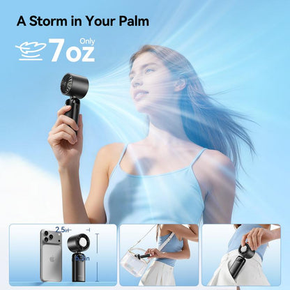 KIMMOO 4-in-1 Turbo Fan: Portable Handheld Cooling with 200 Speed Settings, 21,000 RPM, 12-Hour Battery Life, and 120° Rotation - Perfect for Travel and Office Use