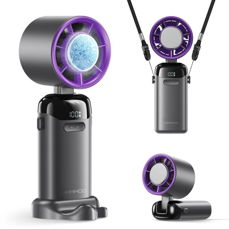 KIMMOO 4-in-1 Turbo Fan: Portable Handheld Cooling with 200 Speed Settings, 21,000 RPM, 12-Hour Battery Life, and 120° Rotation - Perfect for Travel and Office Use