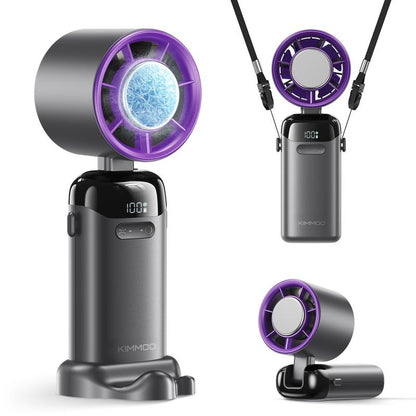 KIMMOO 4-in-1 Turbo Fan: Portable Handheld Cooling with 200 Speed Settings, 21,000 RPM, 12-Hour Battery Life, and 120° Rotation - Perfect for Travel and Office Use