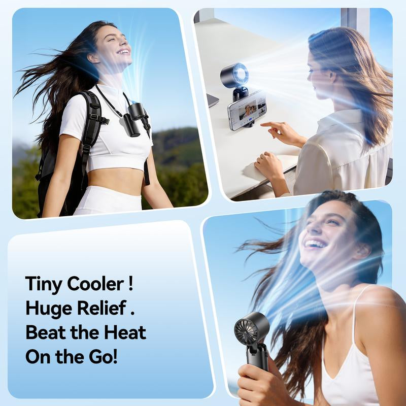 KIMMOO 4-in-1 Turbo Fan: Portable Handheld Cooling with 200 Speed Settings, 21,000 RPM, 12-Hour Battery Life, and 120° Rotation - Perfect for Travel and Office Use