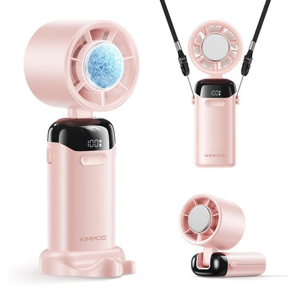 KIMMOO 4-in-1 Turbo Fan: Portable Handheld Cooling with 200 Speed Settings, 21,000 RPM, 12-Hour Battery Life, and 120° Rotation - Perfect for Travel and Office Use