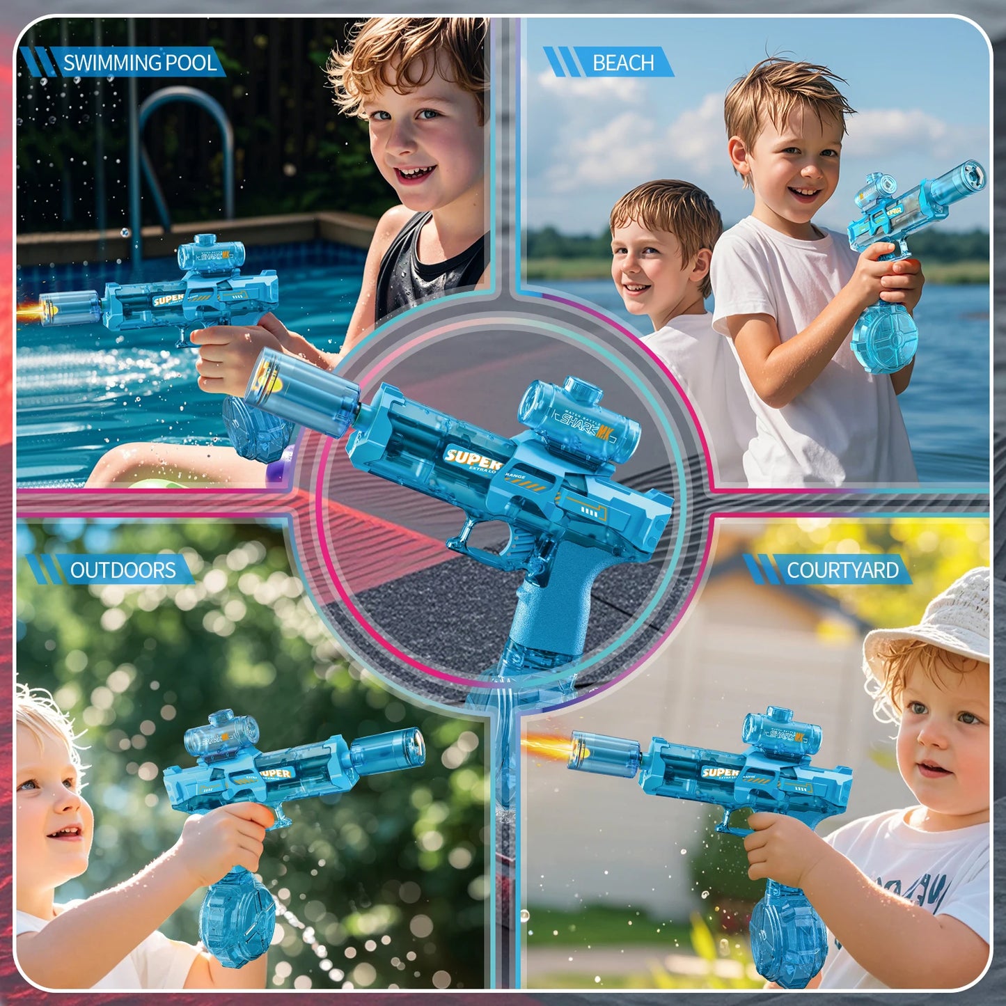 Blasting Lights Are Linked to the Chamber Electric Water Guns Toys for Kids Automatic Water Pistol Children Summer Outdoor Toy